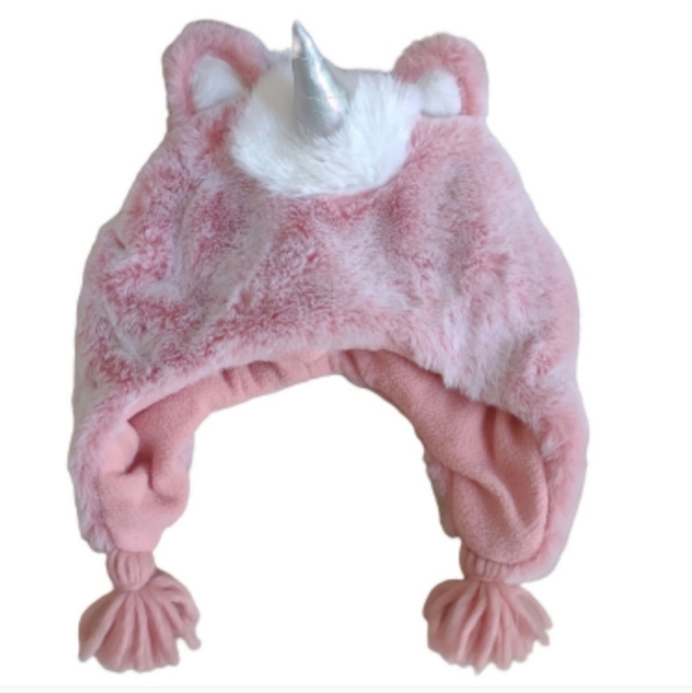 The Children’s Place Toddler Girls Pink Faux Fur Unicorn Winter Hat Large 4T-5T